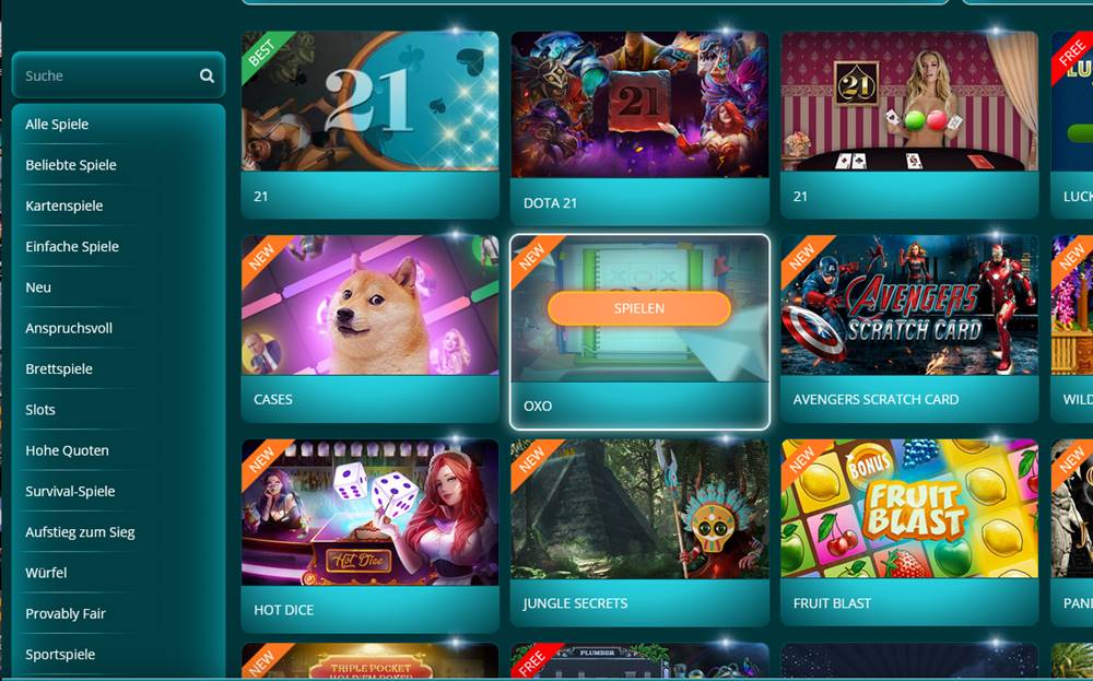 Den 22games gewidmete Seite